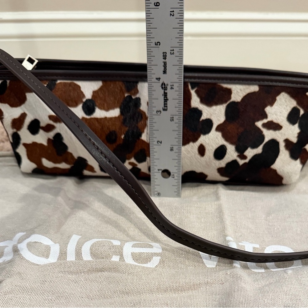 NWT new Anthropologie dolce vita Savaii Shoulder Bag brown Calf Hair Cow Print - Picture 14 of 16